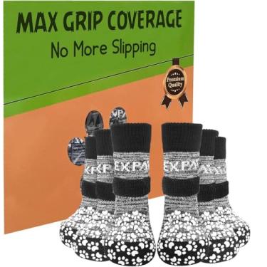 Imagem de EXPAWLORER 6 peças de meias antiderrapantes para evitar lamber patas, sapatos de cachorro para pavimento quente, melhor protetor de pata para controle de tração em piso de madeira, botas para cães