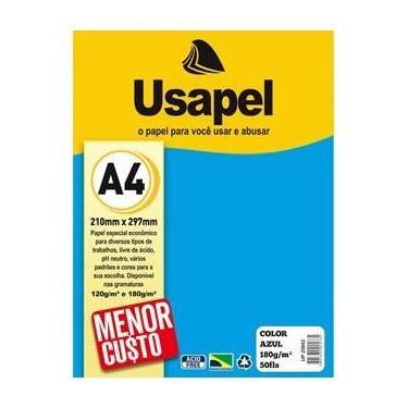 Imagem de Papel Filicolor A4 180g Azul C/ 50 Folhas UP 25002 - Usapel