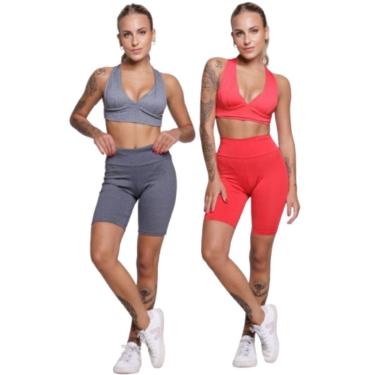 Imagem de KIT 2 Conjunto Top Bojo e Bermudinha Serra e Mar Roupa Para Academia Treino Moda Fitness-Feminino