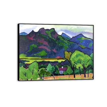 Imagem de RYLJCZ Lâminas de arte mural famosas de Adolf Erbsloh - Mountains- Reproduções de pinturas em tela- quadro emoldurado póster decoração de parede giclée 50 x 65 cm (19,7 x 25,6 pol) moldura preta