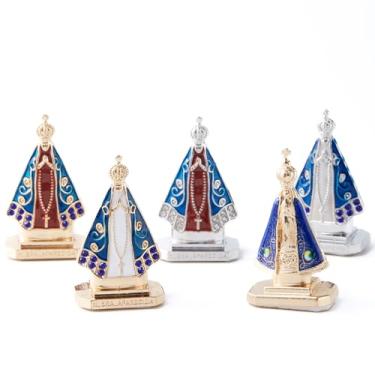 Imagem de Xylarnoveth Conjunto de 5 estátuas em miniatura de Nossa Senhora Aparecida – Estatueta da Virgem Maria Brasileira para altar doméstico, painel de carro, exibição colecionável e decoração devocional