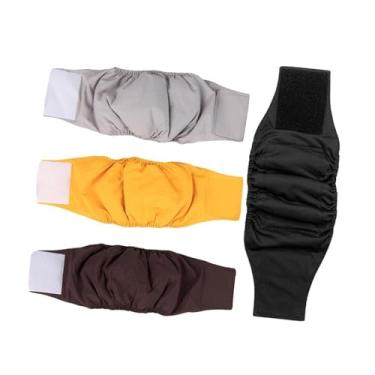 Imagem de IEUDNS 4 peças de fraldas para cachorro, faixa para barriga de cachorro, ajustável, lavável e à prova de vazamentos para cães pequenos e médios, proteção, S