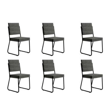 Imagem de Cadeira Sala De Jantar 1736 Kit 6 Uni Preto-grafite - Preto - Carraro