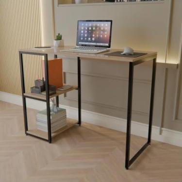 Imagem de Mesa Home Office C/prateleiras De Metal- Cor Madeirado