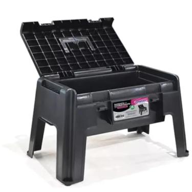 Imagem de Banqueta Multiuso com Trava, Plástico, 33 x 32 x 50,5 cm, Preto