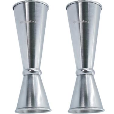 Imagem de YR Rowelaxy jigger de coquetel, gabarito de dupla face feito de aço inoxidável, 56,7 g e 28,3 g (2 peças), ferramenta precisa de bartender para conjuntos de coqueteleira, jigger para bartender, bares