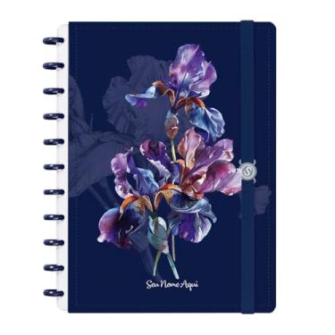Imagem de Caderno de Disco Inteligente Personalizado Iscool G Floriografia Íris Azul