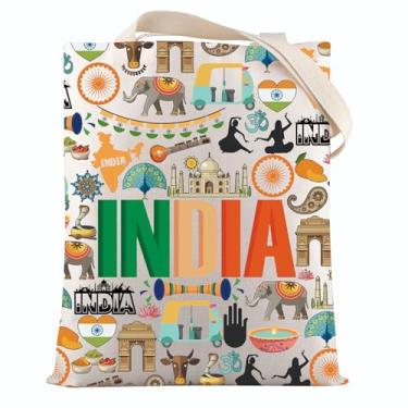 Imagem de VAMSII India Souvenir Gift India Travel Lover Tote Bag Indian Landmarks Theme Travel Gift, Bolsa indiana