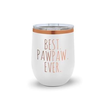 Imagem de SpreadPassion Copo de vinho PawPaw – Copo de aço inoxidável isolado de 350 ml com tampa – presente para vovô, dia dos pais ou aniversário (branco)