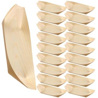 Imagem de Operitacx 200 bandejas de servir para barco de sushi, pratos descartáveis de sushi de 6 cm, pratos de aperitivo de madeira para comida, catering, festa, uso doméstico