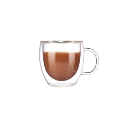 Imagem de Xícara de Vidro Duplo Borossilicato para Café e Chá, Térmica com Parede Dupla, Resistente ao Calor e Frio