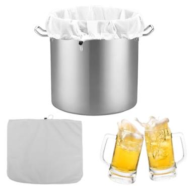 Imagem de PoDhey Pacote com 6 sacos de fermentação extra grande reutilizável saco de coador de malha fina de 250 mícrons com cordão ajustável saco de coador de vinho de poliéster para fazer cerveja caseira