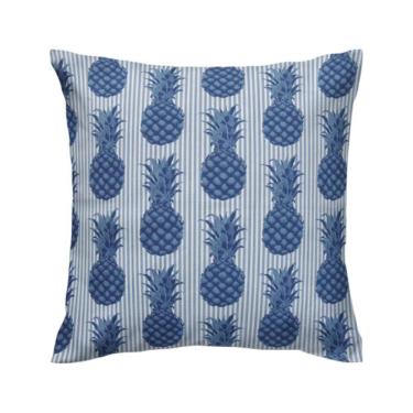 Imagem de Capa de almofada VivaIN estampa abacaxi azul semi impermeável