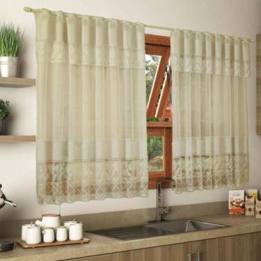 Imagem de Cortina de Cozinha em Renda Tulipa 1,20x2,20m com Bando Decoração Deli