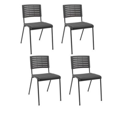 Imagem de Kit 04 Cadeiras Fixas Escritório Multiuso Niala Empilhável Plaxmetal N