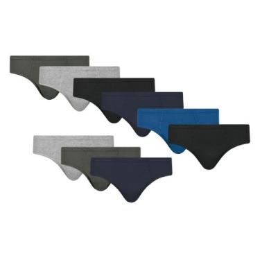 Imagem de Kit 9 Cuecas Lisa Adulto Selene Em Algodão Modelo Tradicional Normal, 