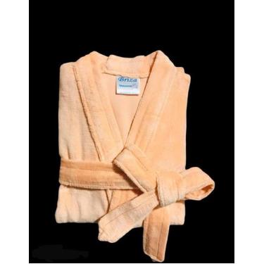 Imagem de Roupão Veludo Adulto 100% Algodão Plus Size Briza Salmão (3008) Tam GG