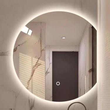 Imagem de Espelho De Quarto Led Semi-ular De 50 Cm, Espelho De Parede Iluminado, Espelho Inteligente De Banheiro Com Controle De Toque, Luz Regulável Tricolor 3000k-4000k-6000k, Brilho, Right, 50cm(19.6in)