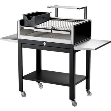 Imagem de Parrilla Com Base Rodízios Grelha Argentina + Descanso + 2 Apoio Later