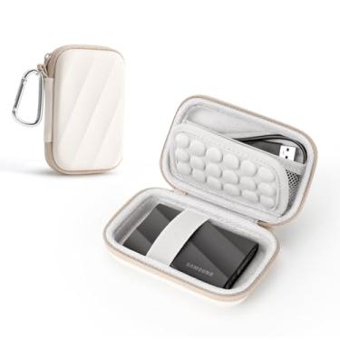 Imagem de Capa rígida SSD compatível com Samsung T9/T7 Shield/T7 Unidade SSD portátil USB 4TB, 2TB, 1TB, bolsa protetora de armazenamento de viagem portátil (branca)