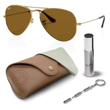 Imagem de Ray-Ban RB3025 Óculos de sol clássicos em forma de aviador com kit de óculos – protetores de nariz ajustáveis – Óculos de sol retrô formais e casuais ideais, Ouro (001/33 | 58 mm), 58 mm