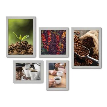 Imagem de Kit Com 5 Quadros Decorativos - Café Cafeteria Lanchonete - 070kq01b -