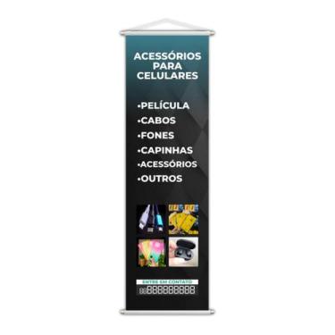 Imagem de Banner Acessórios Para Celulares Capinhas Películas 100X30Cm - Plimsho