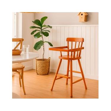 Imagem de Cadeira Alta Para Refeição Infantil Em Madeira Amêndoa Marin Brasil