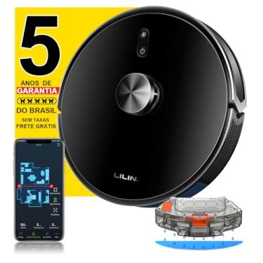 Imagem de LILIN X6 Robô aspirador de pó com Navegação LiDAR, Aspirador de pó robô, 110/220V Bivolt, Aspirador 3 em 1, Conexão WiFi, Salve vários mapas, Fronteira Virtual, Funciona com Alexa, Do Brasil