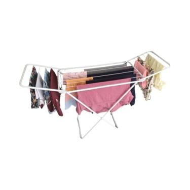 Imagem de Varal De Chão Slim Com Abas Em Aço Reforçado Dobrável Resistente Capacidade 20kg (Branco)