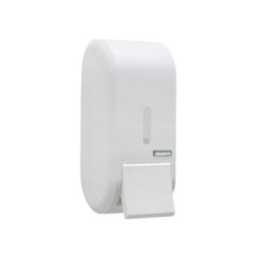 Imagem de Saboneteira 400ml Dispenser Push Plástico ABS Resistente Visor Frontal Trava Chave Economia Espaço Design Moderno Banheiros Lavabos Escritórios Clínicas Consultórios Academias (1, Branco)