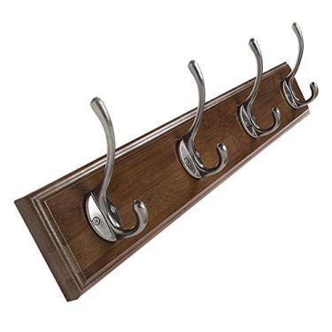 Imagem de Cabide Montado Na Parede Cabide Montado Na Parede Cabide Cabide Cabide Cabide Montado Na Parede Alpendre Porta Traseira Cabide De Madeira Maciça Cabide, Dark Brown, 48 * 1.8 * 8CM