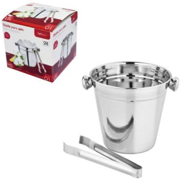 Imagem de Balde De Gelo Com Pegador Inox Para Bebidas Whisky Drinques - WELLMIX