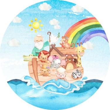 Imagem de Painel De Tecido Redondo Arca de Noé Infantil Aquarela 170cm - Veste M