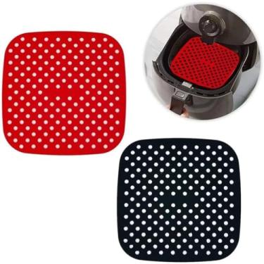 Imagem de Kit 2 Tapete Protetor Silicone Para Air Fryer Fritadeira Universal 21cm Tapete Para Cozimento Antiaderente Reutilizável
