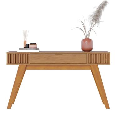 Imagem de Aparador 1 Gaveta 4 Pés Em Madeira C/ Ripado Artesanal Ravena Freijó