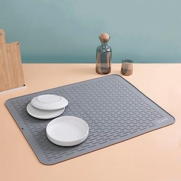 Imagem de Tapete de silicone extra grande de 76 x 61 cm para escorredor de louça, tapete de secagem de silicone fácil de limpar para balcão de cozinha, tapete de drenagem de pratos antiderrapante, tapete de