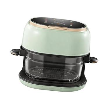 Imagem de IEUDNS Fritadeira de ar de vidro visível com bandeja longa, design antiaderente com menos óleo e janela de visualização de 360°, tela sensível ao toque, Verde