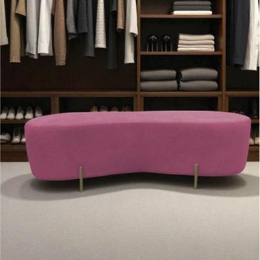 Imagem de Puff Decorativo Orgânico Alana Suede Rosa - Mansão Decor