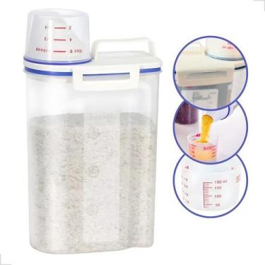 Imagem de Pote Hermético Multiuso 2L com Copo Medidor para Armazenar Alimentos T