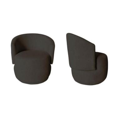 Imagem de Kit 2 Poltronas Decorativa Beatriz Orgânica Bouclé Marrom - Mansão Dec