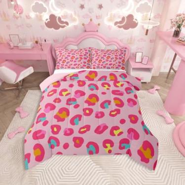 Imagem de jejeloiu Conjunto de edredom geométrico, arte abstrata, para decoração de quarto de crianças, meninos, meninas, adolescentes, solteiro, tamanho solteiro, 2 peças, respirável, macio e leve de