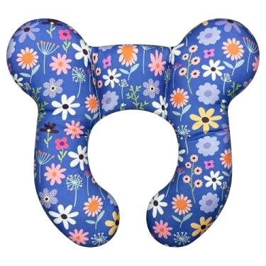 Imagem de DEEZOMO Travesseiros de pescoço de bebê – Almofada de viagem infantil atualizada para cabeça e pescoço de criança, travesseiro de pescoço infantil para carro avião carrinho de bebê – Flor D