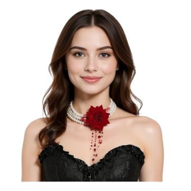 Imagem de Ayliss Colar de vampiro de sangue pingando, gargantilha, rosa, conjunto de pulseiras de unhas de Halloween, bijuteria para mulheres, gótico, Free, Zinco, Sem Pedra Preciosa
