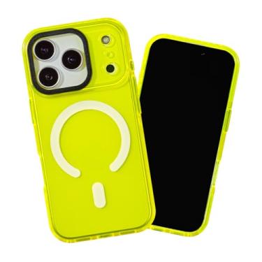 Imagem de SteepLab Capa de barreira magnética para iPhone 17 Pro, compatível com MagSafe, proteção de 360 graus com absorção de impacto com ímãs integrados (amarelo neon de alta energia)