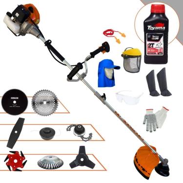 Imagem de Podador de Grama À Gasolina Terra GRHB-430 Bipartida 43cc 1,7HP Alta Rotação Roçadeira Completa Com Carretel Nylon e 7 Lâminas + EPI + ÓLEO TOYAMA 2T