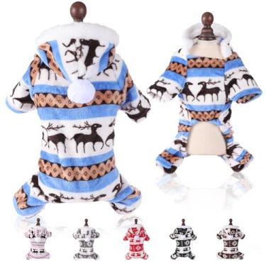 Imagem de Roupas para cães, roupas para animais de estimação de lã coral macia, roupas de gato para meninos e meninas, roupas quentes de inverno para gatos e cães de Natal (azul, 2GG)