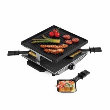 Imagem de Swissmar Geneva Raclette Grill com parte superior reversível de alumínio fundido - perfeita para churrasqueira e churrasqueira raclette elétrica externa e interna - Colagem de churrasco - 4 pessoas