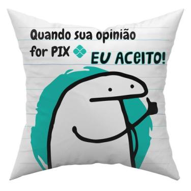 Imagem de Almofada Avulsa Cheia Flork Meme Humor c/ Frases 45cm x 45cm com Refil