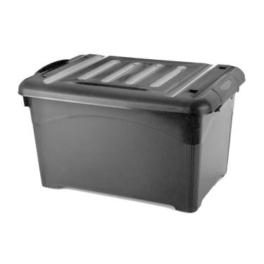 Imagem de Caixa Organizadora 45 Litros Preta Com Travas E Rodinhas